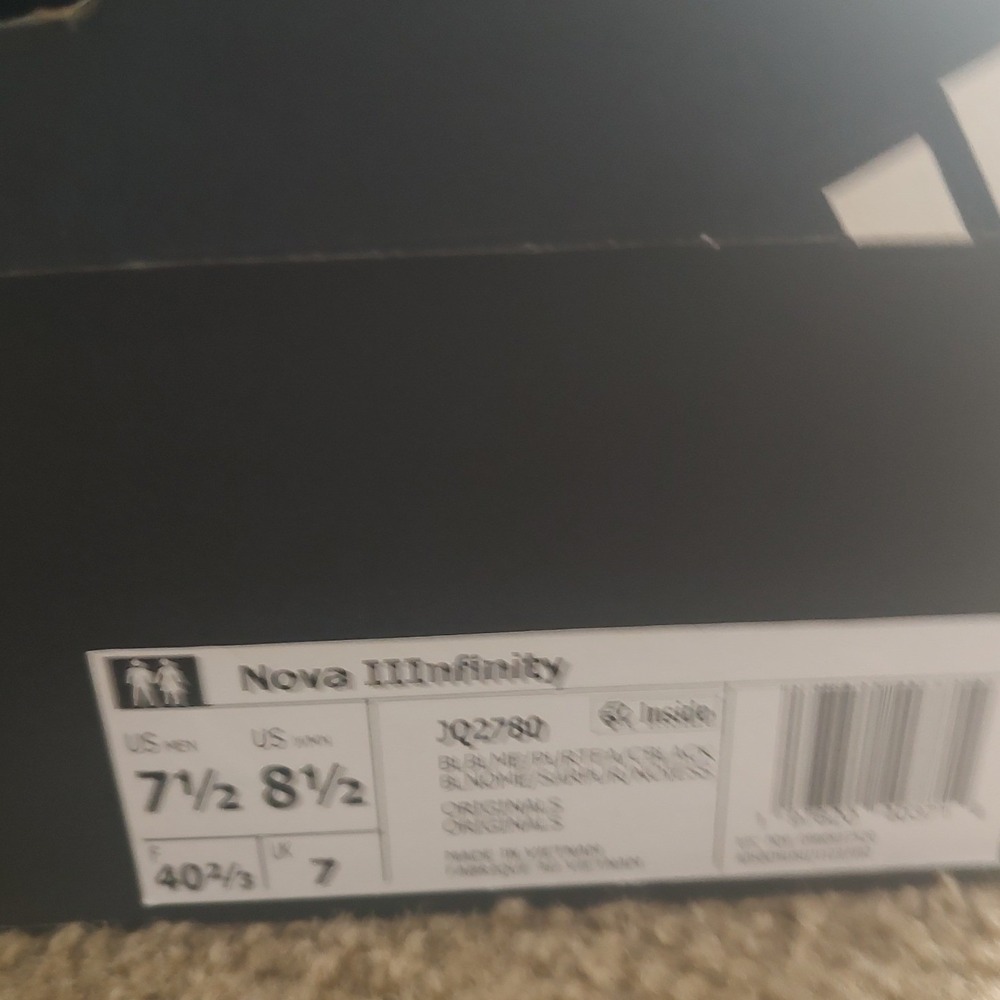 Adidas Nova IIInfinity Mens 7.5 Core Black‎ Silver Metallic Sneakers JQ2780